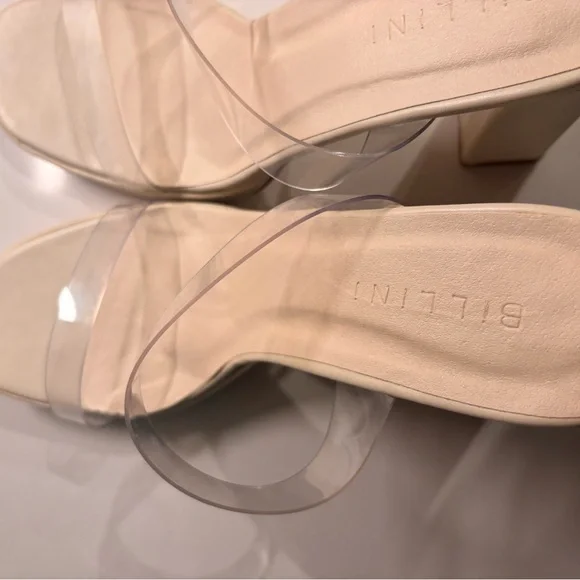 Billini Elegant Bone Clear Block Heel Sandals - Picture 7 of 9